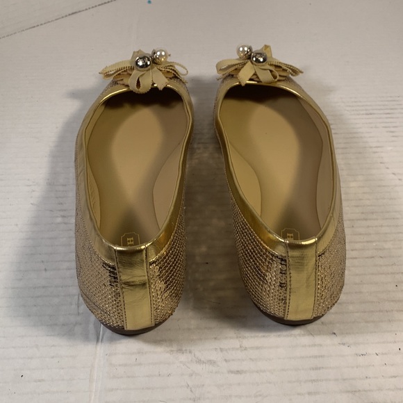 Coach Abigail Gold Sequin Ballet Flats With Logo Charms - Picture 4 of 8